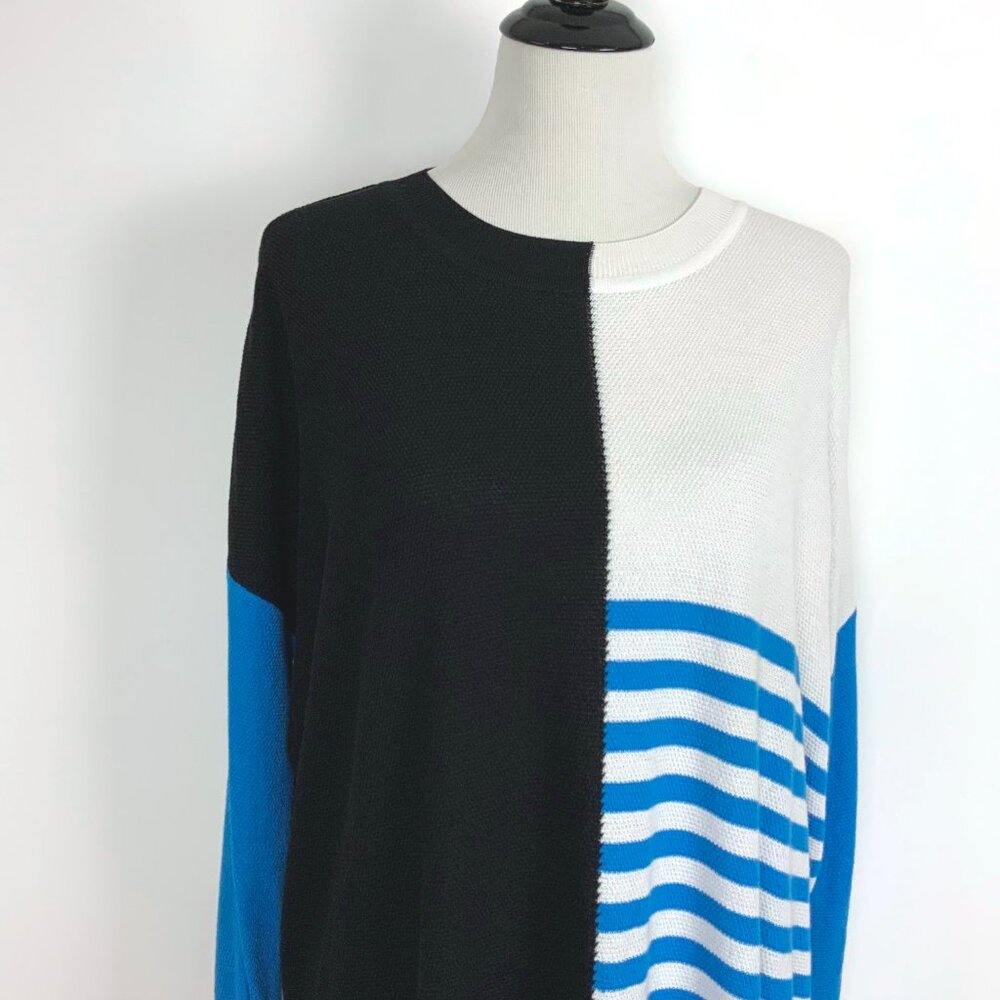 Planet by Lauren G Color Block Crew Neck Knit Sweater Sz OS - Picture 6 of 16